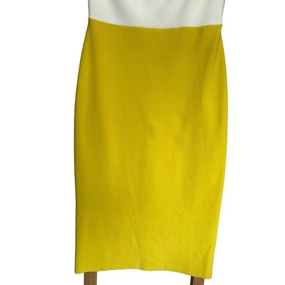 Amanda Uprichard Arie Dress Strapless Two Tone Midi Bodycon Yellow Size Large - Picture 6 of 12
